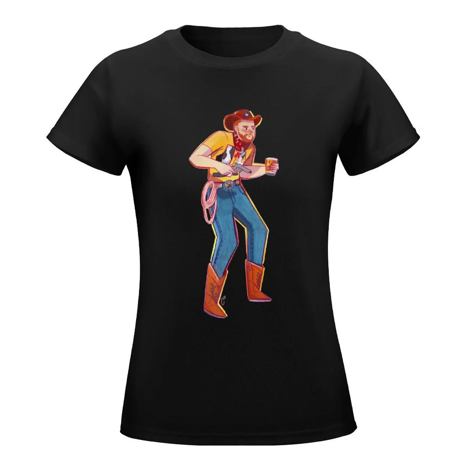 Cowdoy Aunty Donna T-Shirt Blouse cute clothes korean fashion shirts graphic tees Women's summer blouses 2024