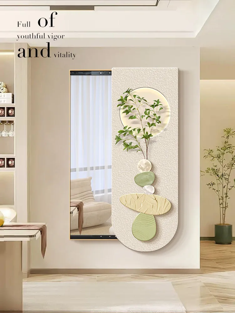 Cream Wind Decorative Painting Entrance Hidden Full-length Hidden Full-length Invisible Sliding Mirror