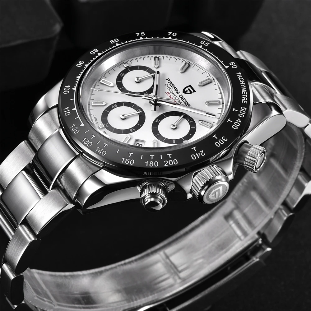 Pagani Design Men\'s Luxury Fashion Sports Quartz Watch Sapphire Stainless Steel Waterproof Chronograph PD1644