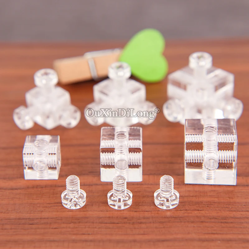 200PCS Clear Acrylic Block Cubes 6-Sides Fixed Right Angle Corner Braces Chassis Electric Stoves Square Dishes Joint Brackets