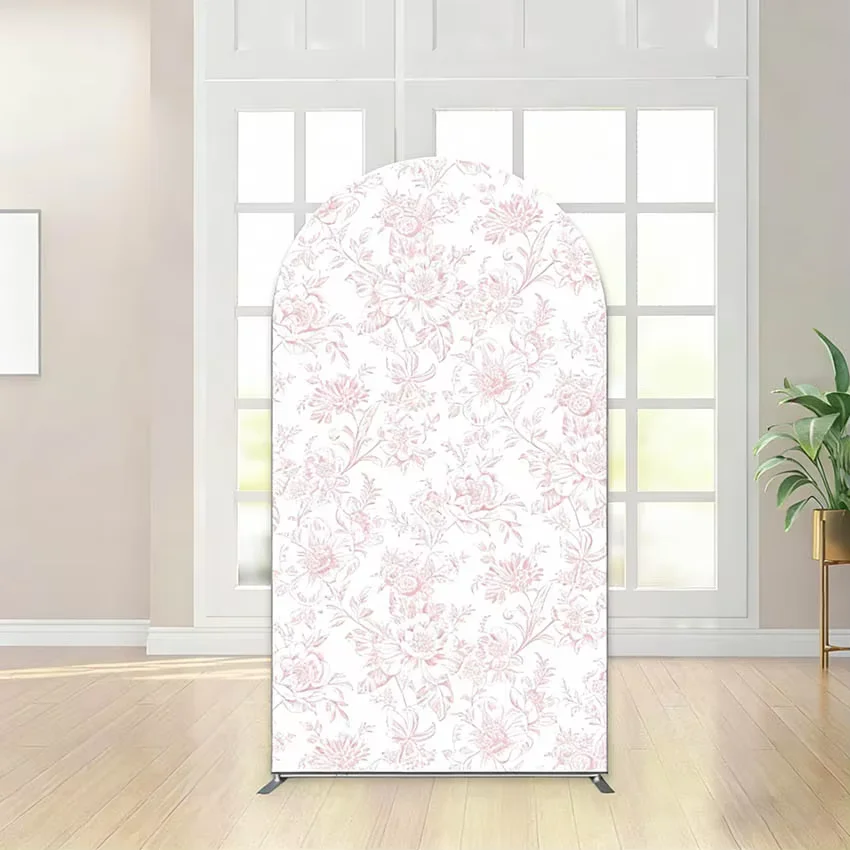 

Двусторонний фон-арка Chiara с розовым бантом и цветочным узором для девочек на первый день рождения и детский праздник, декор для фотозоны