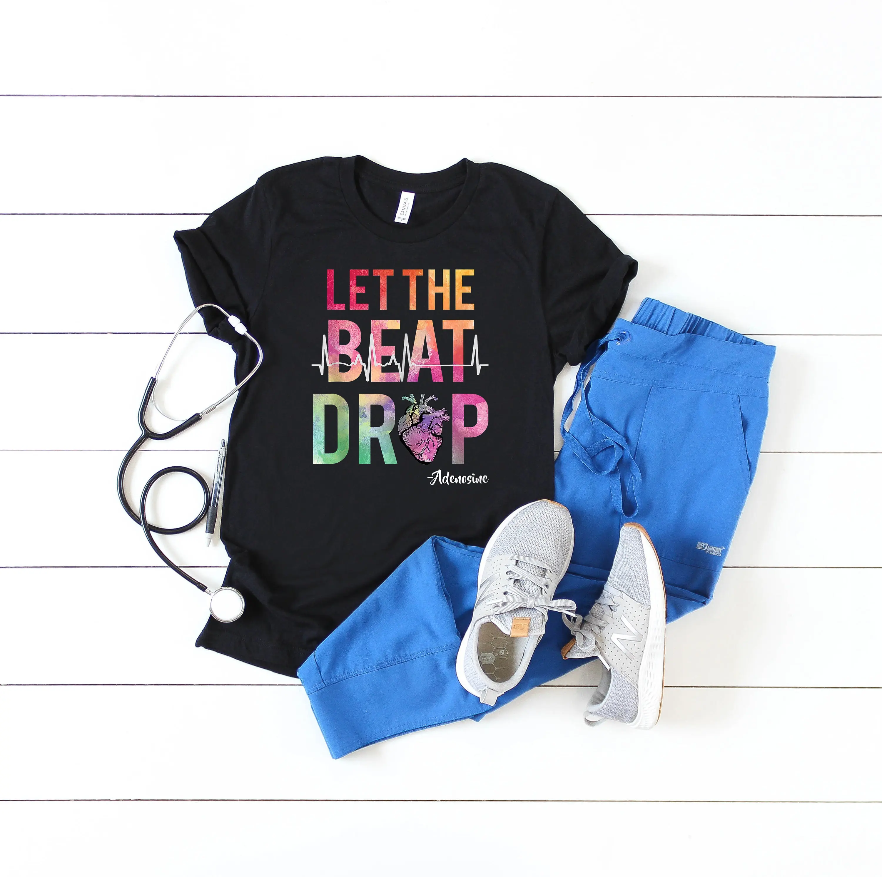 Let The Beat Drop T Shirt Nurse Life Colorful School Nursing Student Adenosine