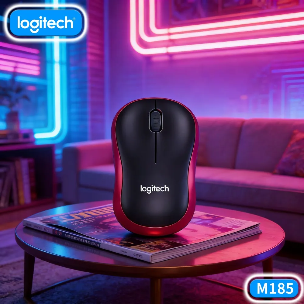 Logitech M185 Ambidextrous Optical Wireless Mouse Comfort Grip 2.4Ghz Nano Receiver 12-Month Battery Desktop Laptop Home Tool