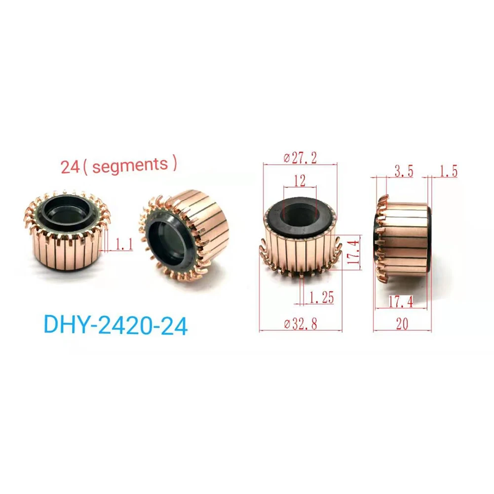 1pc Commutator 27.2x12x17.4(20)mm 24P Teeth Copper Hook Type Electrical Motor Commutator DC Motors Power Tools Parts