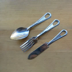 304 Stainless Steel / Titanium U.S. LOGO US Army M1926 Style Spoon Knife Fork Outdoor Camping Tableware Set Military Edition EDC
