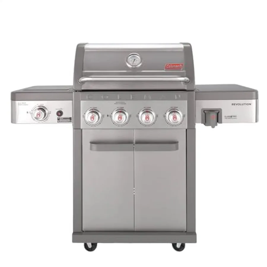 

Газовый гриль на 4 конфорки с боковой горелкой, 50 000 BTU, нержавеющая сталь/серый, портативный, с бездымными решетками, 680 кв. футов. Внутри. Кулинария S