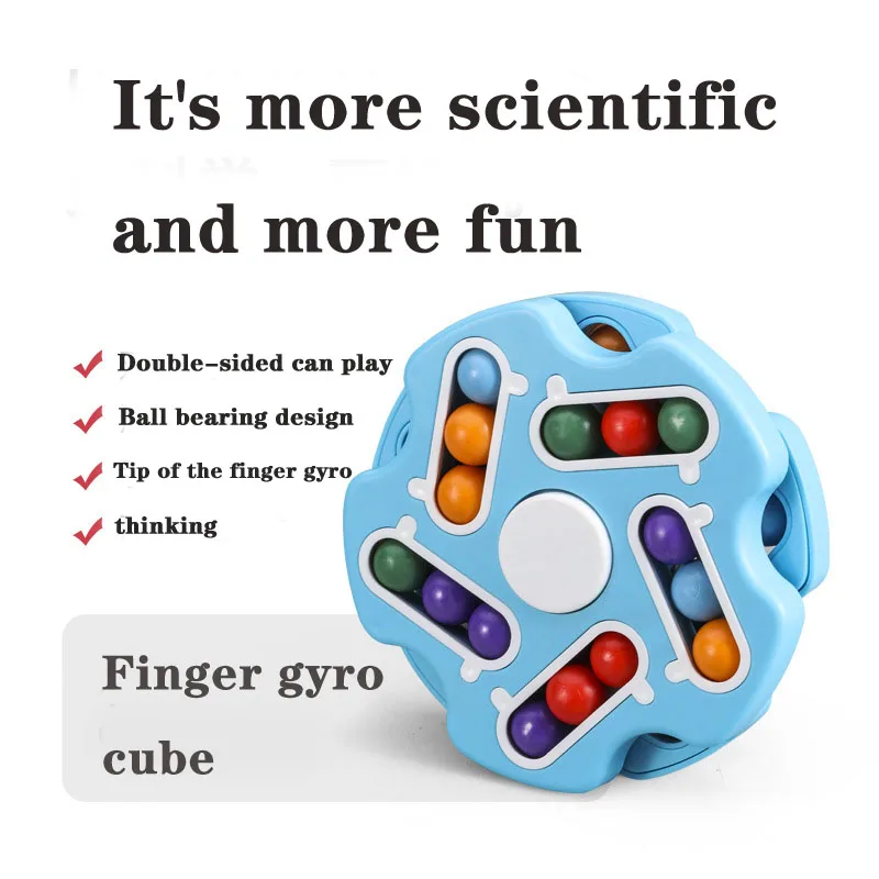 2in1 Finger Burger Little Magic Bean Cube Puzzles Toys Double Sided Play Rotating Stress Relief Fidget Spinner Toy for Kids Baby