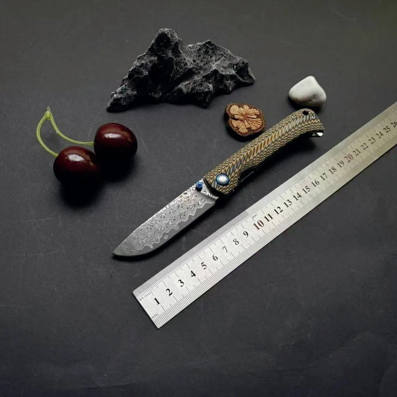 

Damascus Blade G10 Handle Folding Pocket Outdoor Camping Hiking Fishing Survival Knife Portable Utility Fruit Knives EDC Tools