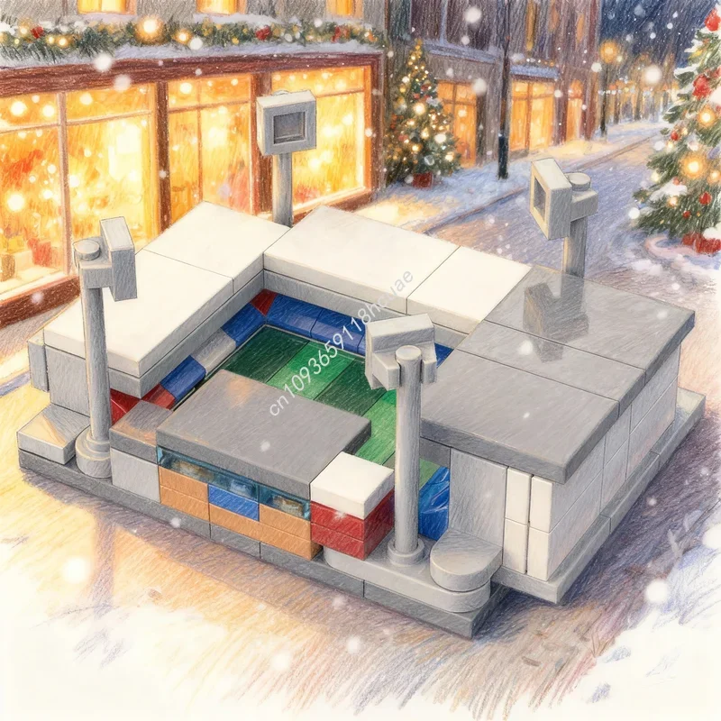 111 Piezas MOC Holstein Stadion Kiel, Bloques de Construcción de Modelo de Estadio de Fútbol, Juguetes Educativos, Regalos para Festivales