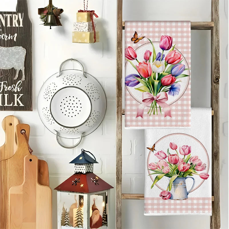 2 Stück, rosa karierte Tulpen- – Home Cooking Is The Best Bewertung und Preis