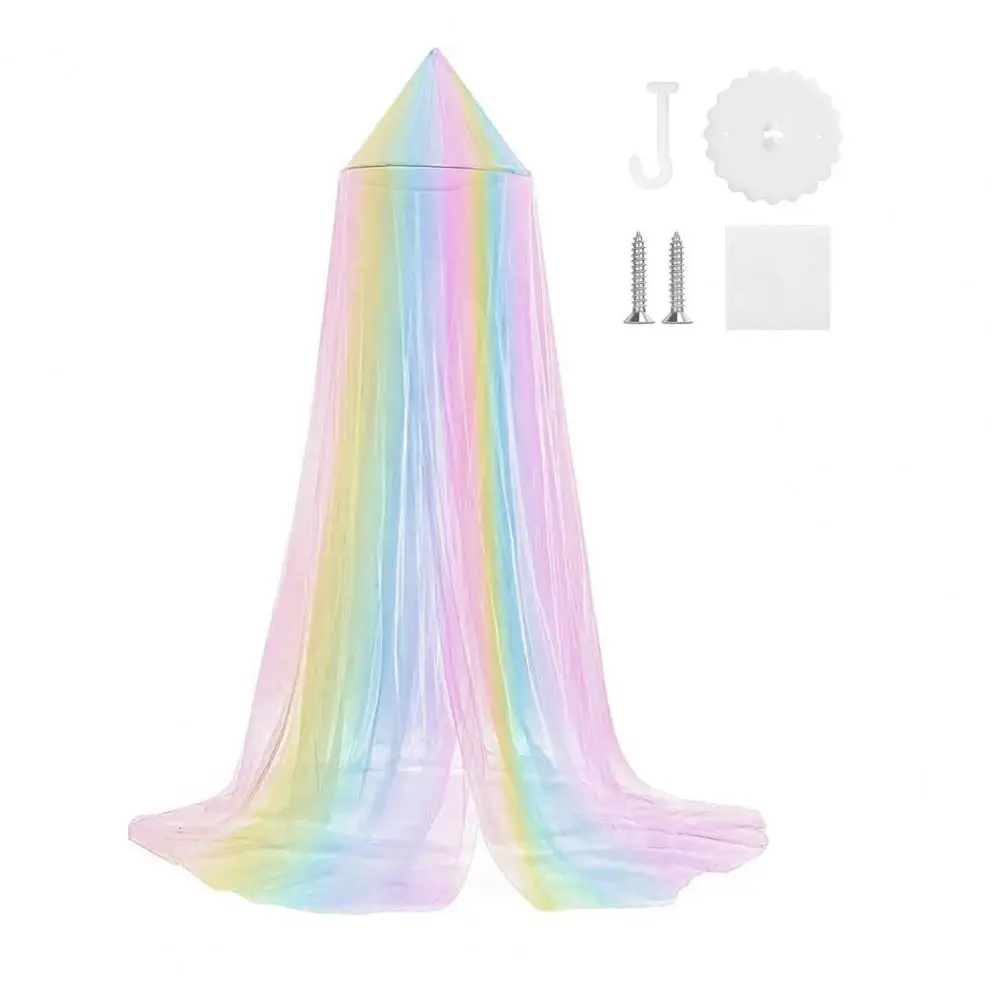 Rainbow Color Mosquito Net Rainbow Color Single Door Mosquito Net Bed Canopy Breathable Mesh Easy Installation Fully for Bed