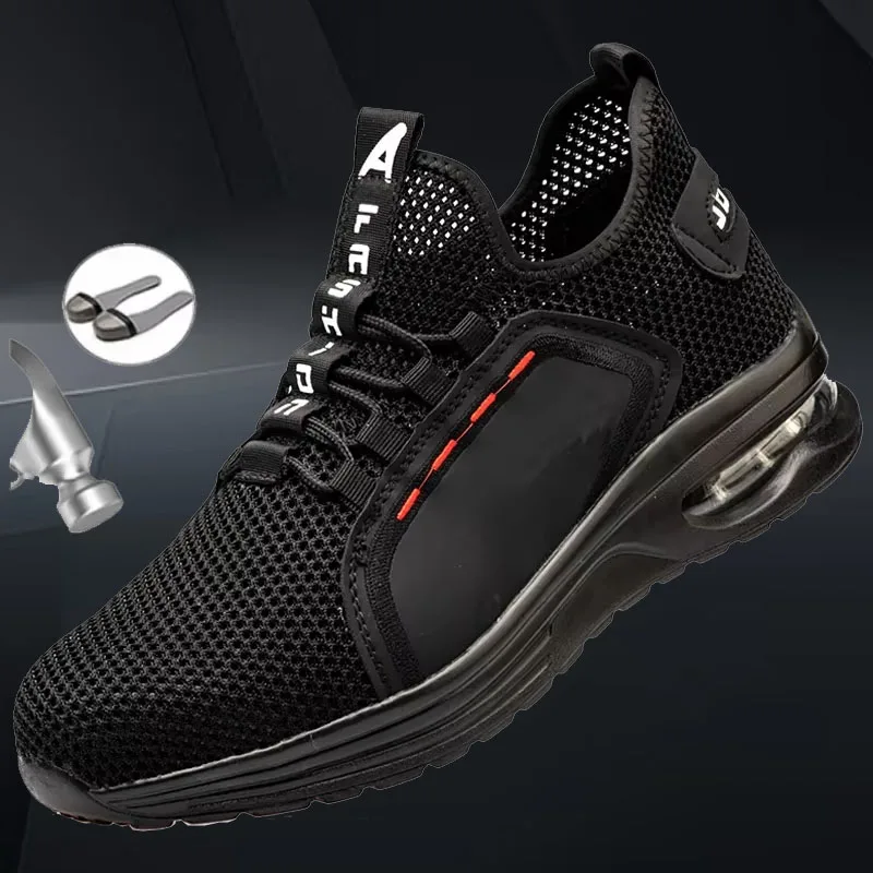 

Men Women Steel Toe Safety Shoes Air Cushion Anti Puncture Breathable Work Sneakers Lightweight Protective Footwear Construction