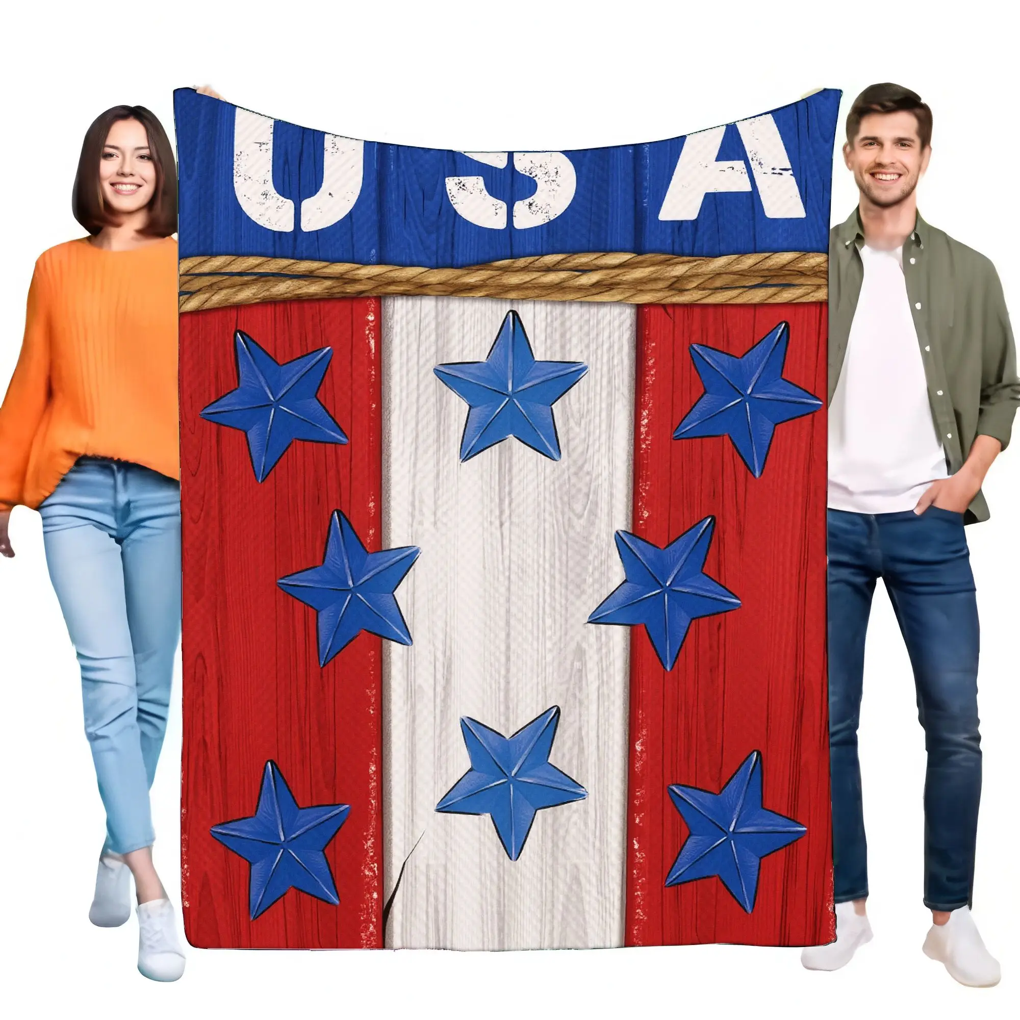 USA Flag Blanket Soft Cozy Throw for Home Decor Lightweight Bed Sofa Cover Ideal Gift for Independence Day and All-Year Round Us