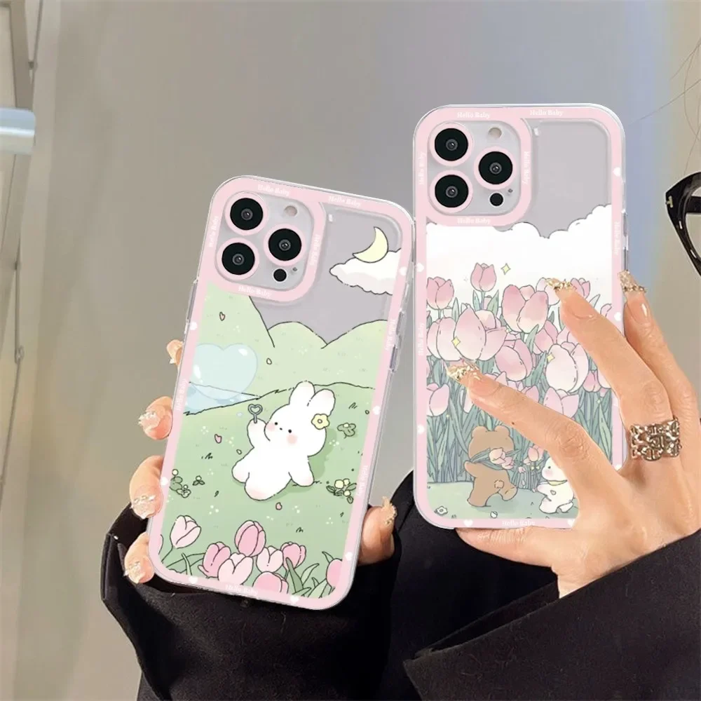 Cute rabbit Phone Case For Redmi 7 8 9 A For Redmi Note 5 7 8 9 10 11 Pro Max 4G 5G Funfas