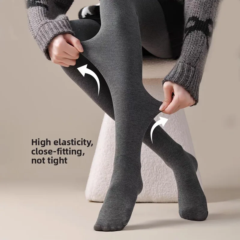 

Thickened and Velvet Gray Leggings Pantyhose Can't Be Worn Out in Autumn and Winter, Vertical Stripes, Micro-pressure, Thin,