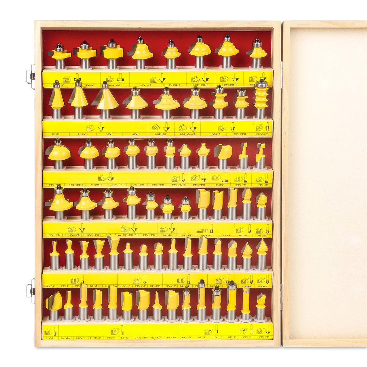 24-70 Pcs Wood Trimming Roundover Bevel Router Bit Set 1/2
