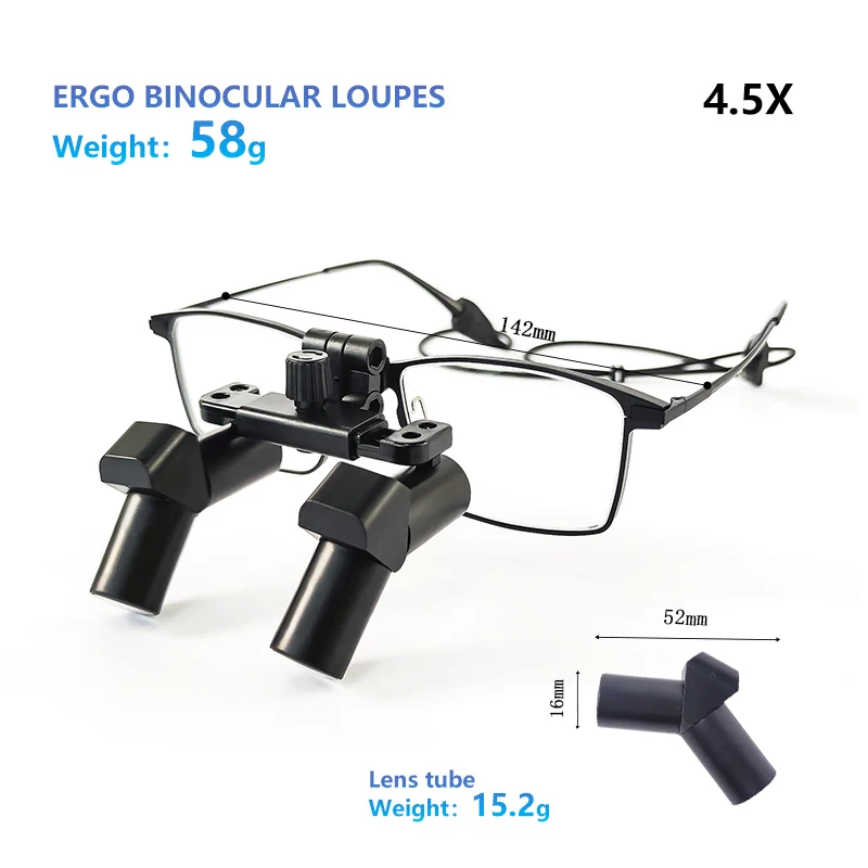 Burite New 4.5X Ergonomic Design 4.5X Ergo Prism Loupes Dental ENT Surgical IPD Customized Magnifying Glasses（ERGO-4.5X)