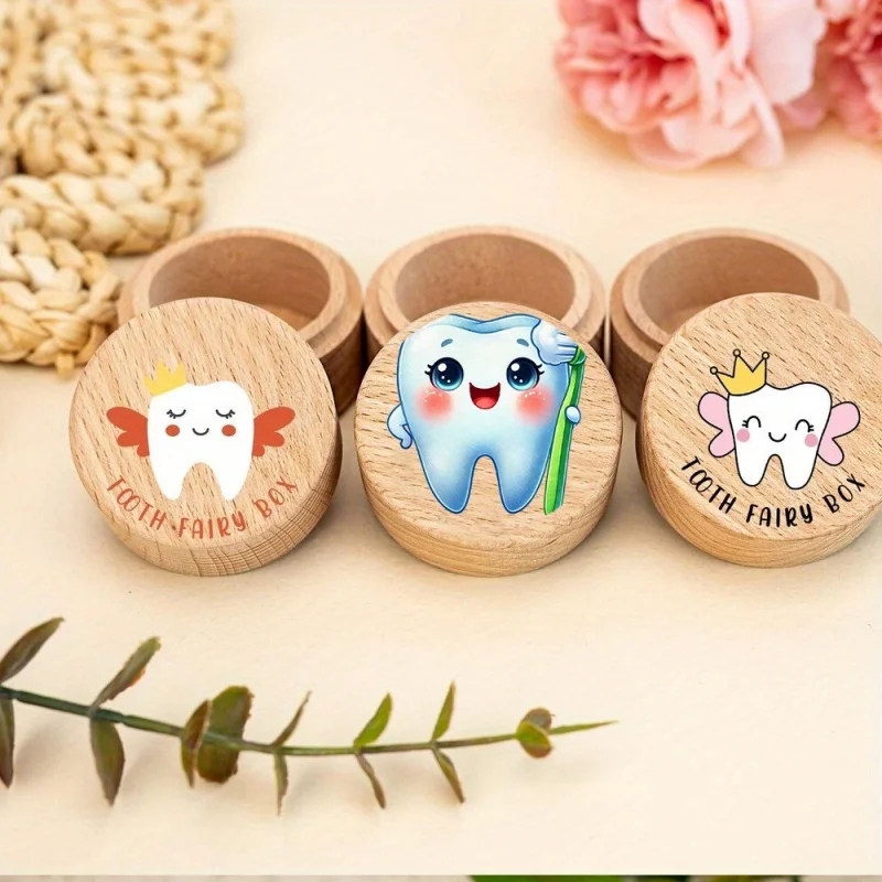 Tooth Fairy Box, Wooden Tooth Keepsake Holder for Boys and Girls, Baby Lost Tooth Storage & Memory Case