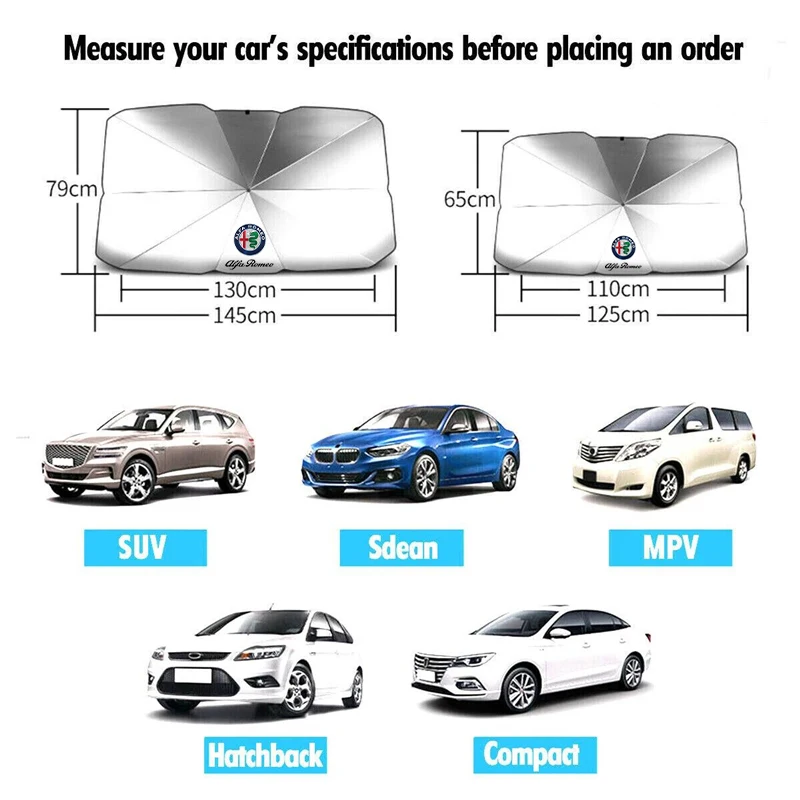 مظلة للسيارة مظلة أمامية للزجاج الأمامي مقاومة للأشعة فوق البنفسجية قابلة للطي لألفا روميو جيوليتا 159 ميتو جوليا ستيلفيو 147 ملحقات السيارة #6