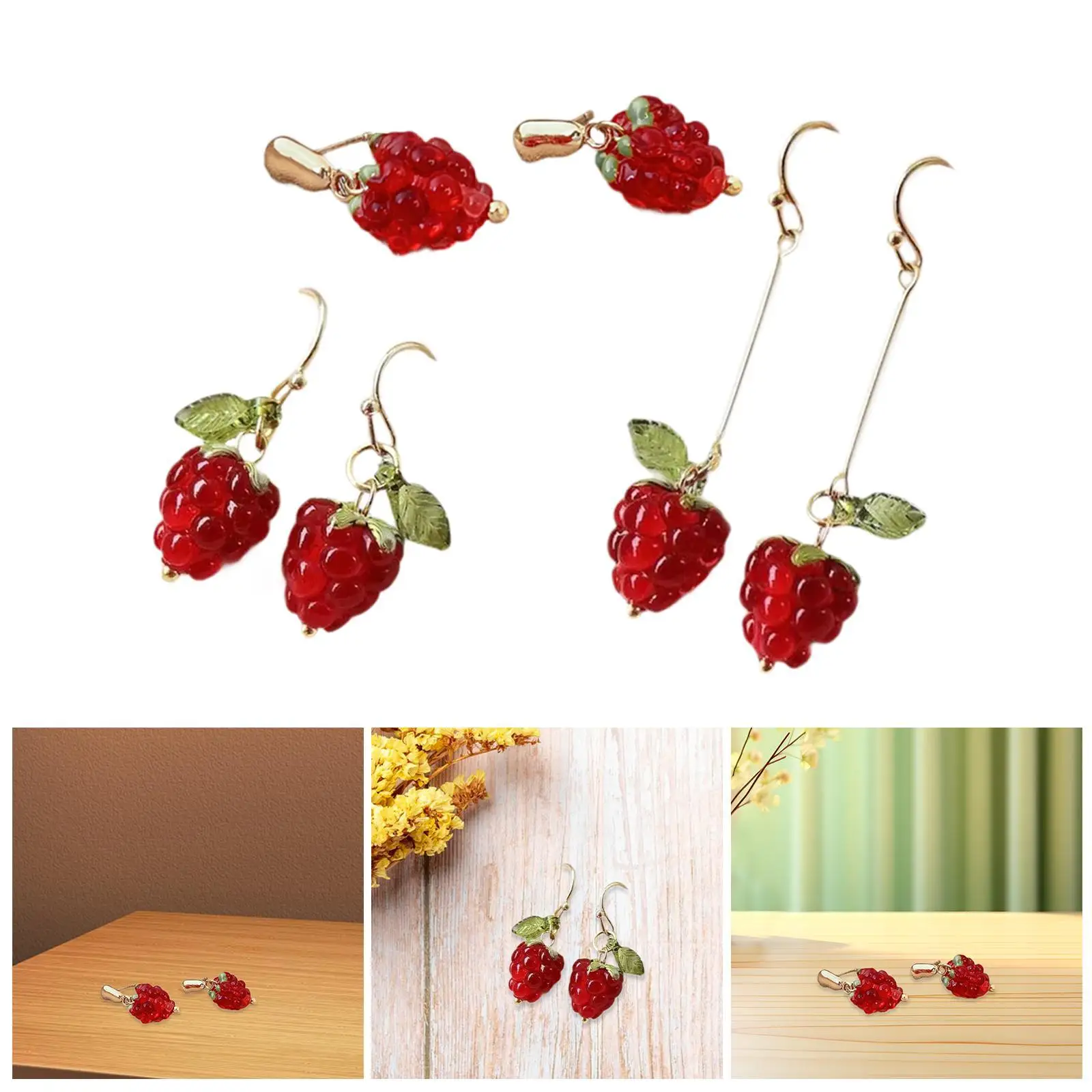 Red Raspberry Earrings Fruit Earrings Creative Fashion Summer for Women for Anniversary Valentine's Day Party Gift for Her