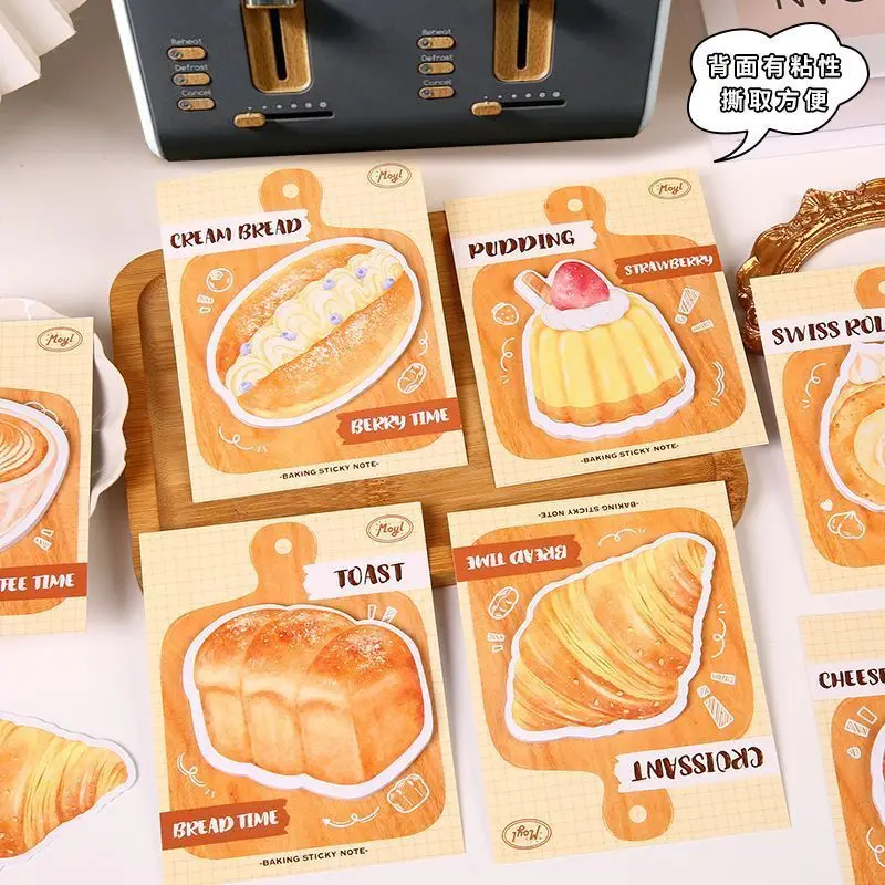 Cute Bakery Bread Sticky Notes Kawaii Dessert Shaped Note Paper Office Message Stationery Student Reminder Memo Pad Gifts