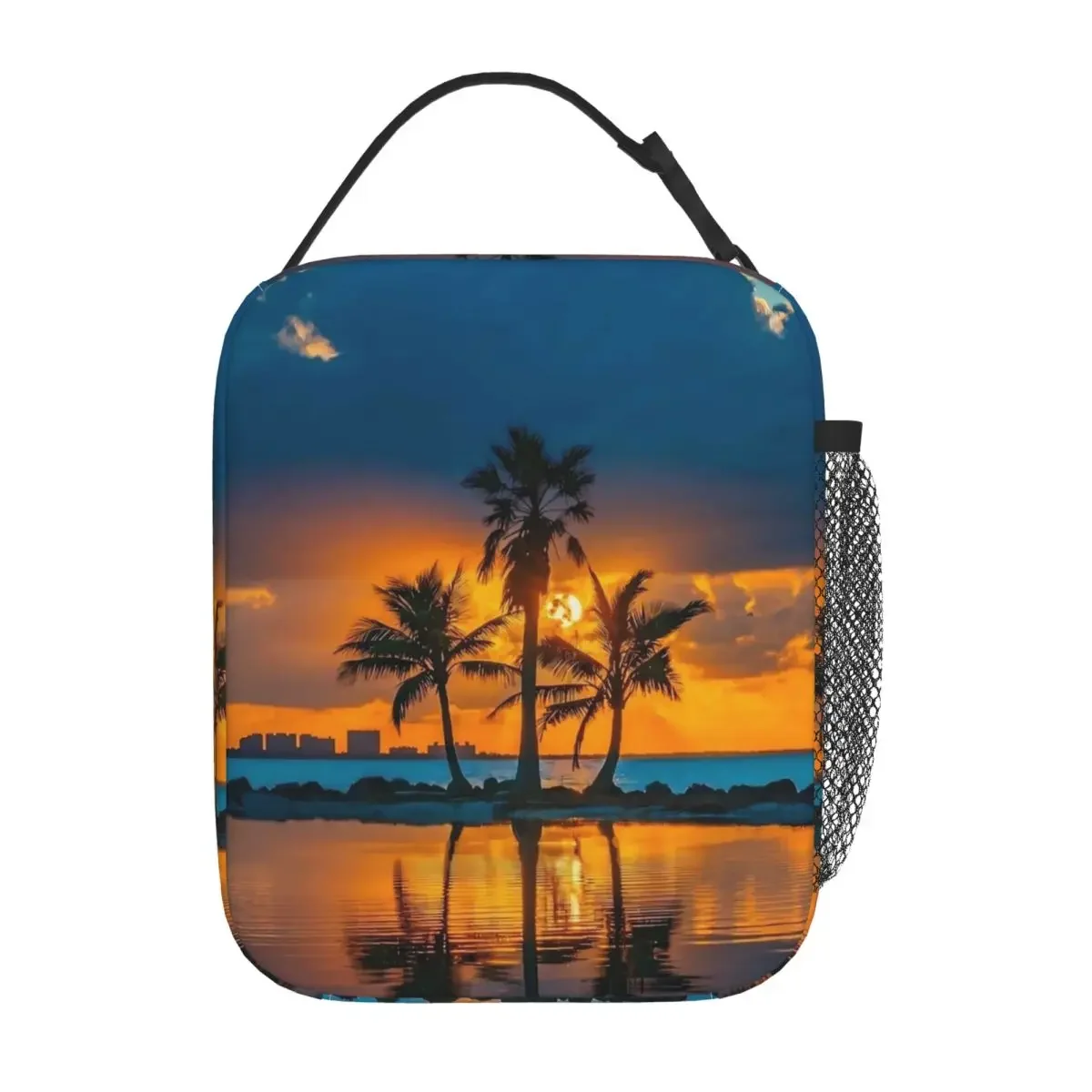 Palm Trees Lunch Bag For Adult Sunset Print Lunch Box Outdoor Picnic Portable Thermal Lunch Bags Oxford Designer Cooler Bag