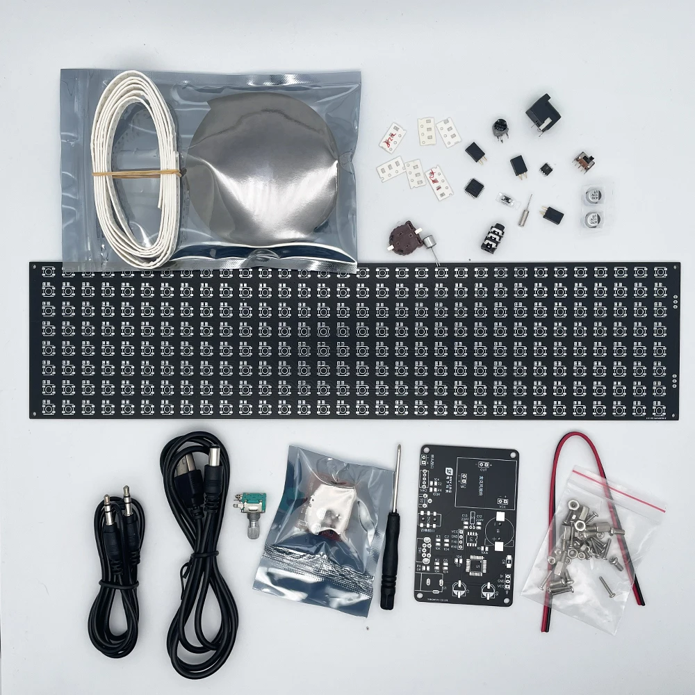 diy electronic music spectrum kit RGB full color 32x8 lattice music spectrum display SMD WS2812 clock diy soldering project