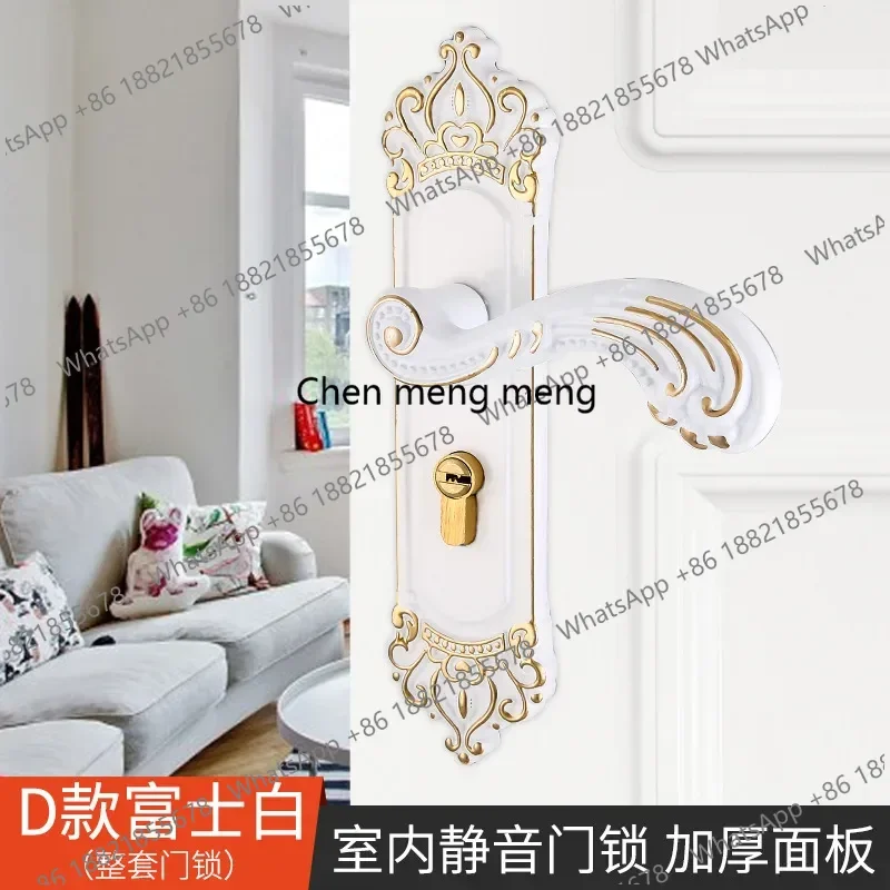 European Style Room Lock, Bedroom Lock, Wooden Door, Simple and Silent Door Handle, 35-50mm Hole Spacing, Universal Lock Set