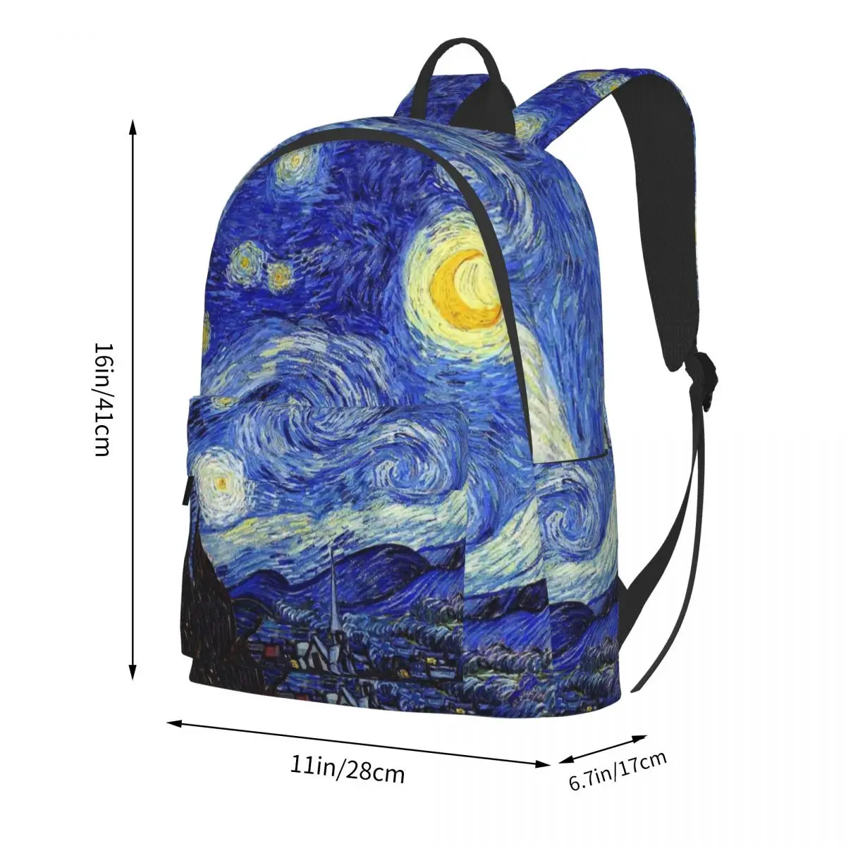 Zaino da notte stellato classico Van Gogh ispirato da donna in poliestere stile Outdoor zaini modello Kawaii borse da scuola superiore zaino