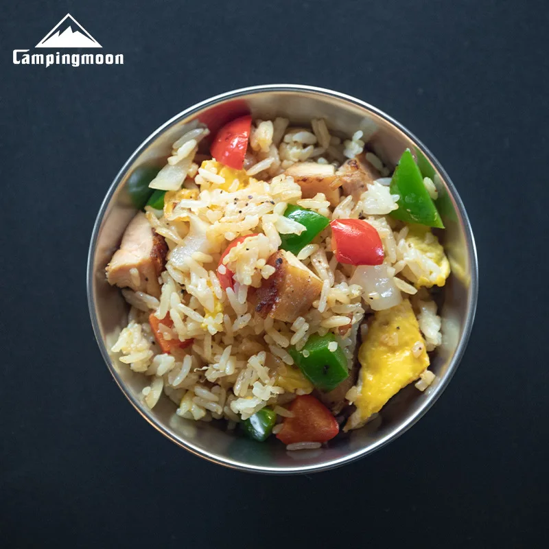 

Портативная походная миска CAMPINGMOON S395-13-2P из нержавеющей стали 304, две миски для риса для кемпинга, походов и альпинизма