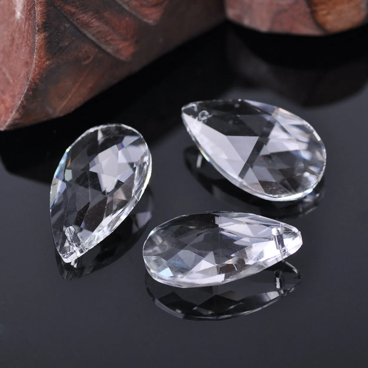 Teardrop 22mm 28mm 38mm Prism Faceted Crystal Glass Loose Crafts Pendant Beads For Jewelry Making DIY Curtain Chandelier