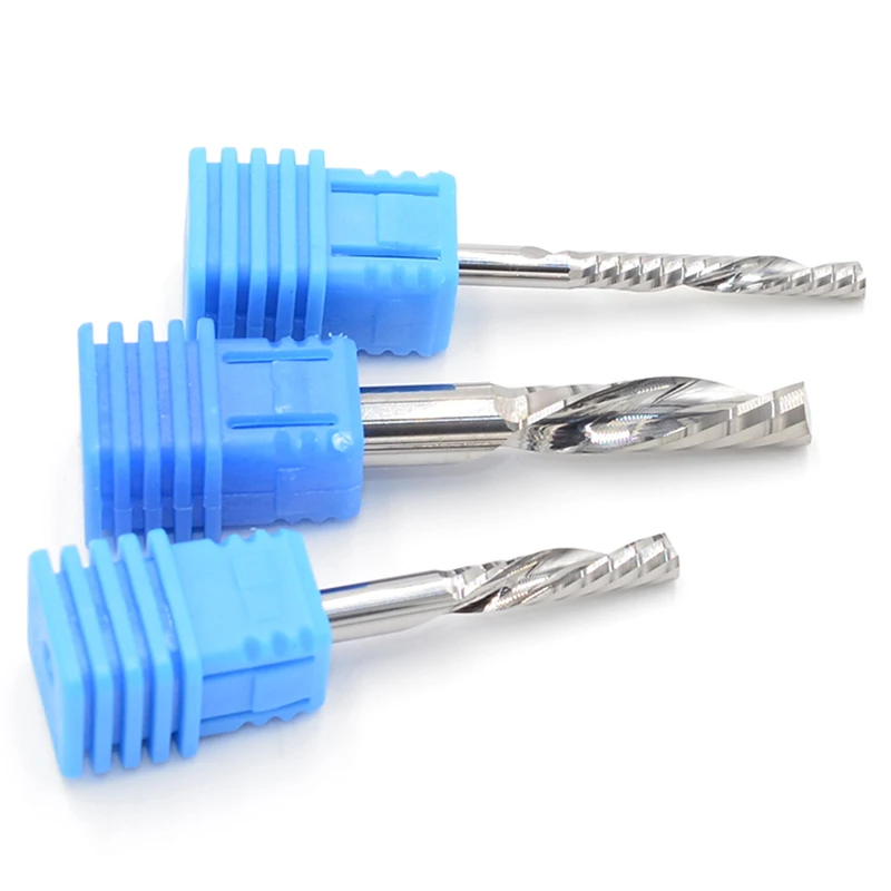 Fresa de extremo helicoidal izquierda, brocas de carburo ranurado para cortar, MDF, PVC, madera, herramientas de tablero de plástico