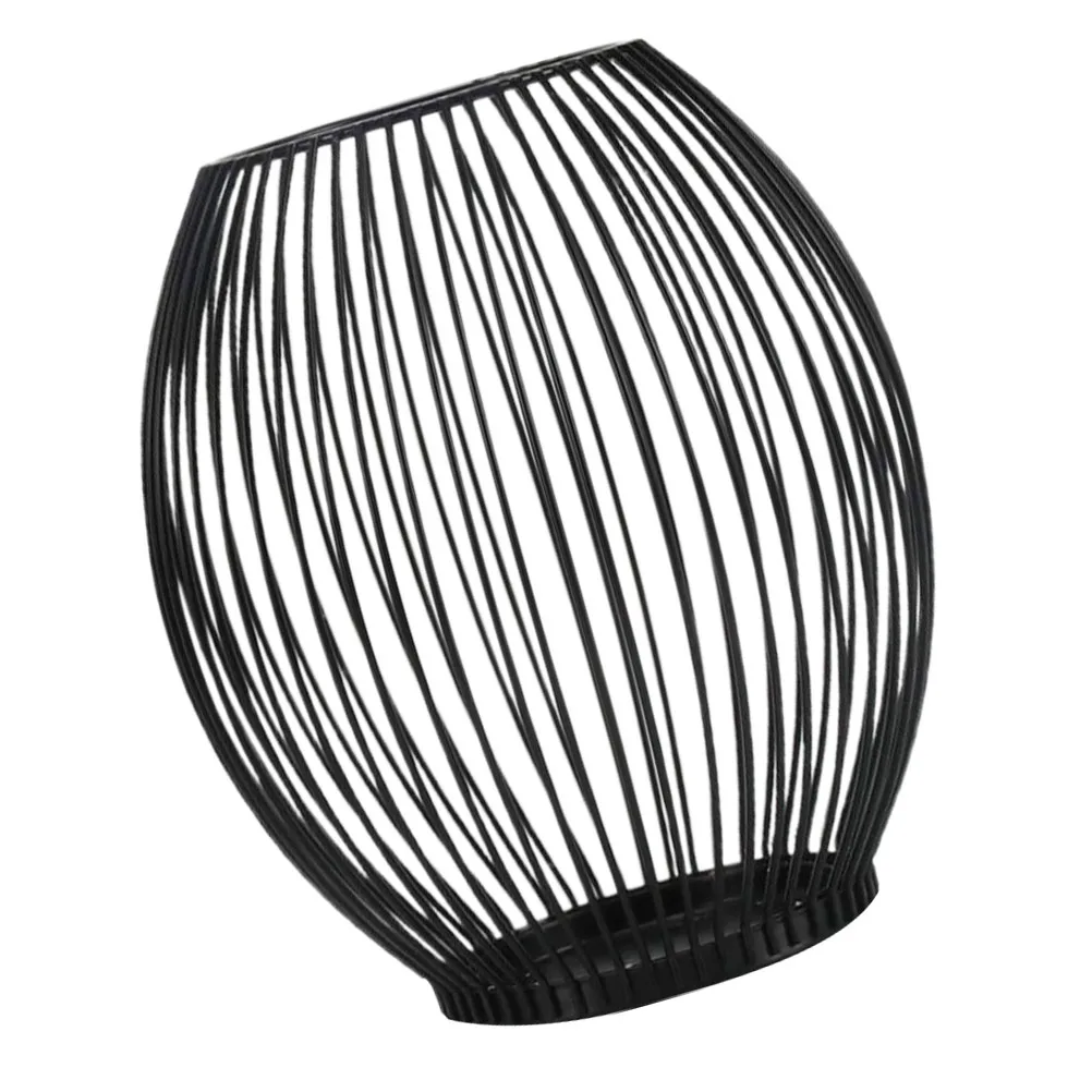 

1pc Lantern Shaped Iron Holder Decorative Candlestick For Home Bedroom Living Room Party Portable Stand Gift Black