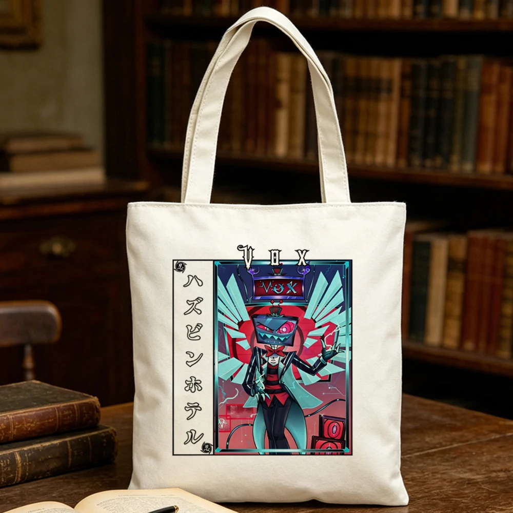 Bolsa de tela Hazbin Hotel, bolsa de compras, shopper, estilo Y2K, bolsas de tela para mujer