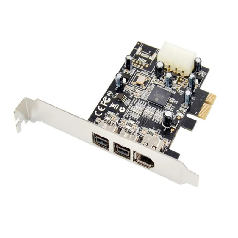 

Freeshipping PCIE Combo 2x 1394b + 1x 1394a Firewire Ports PCI-Express Controller Card 1394 card TI Chipset 6pin cable win10