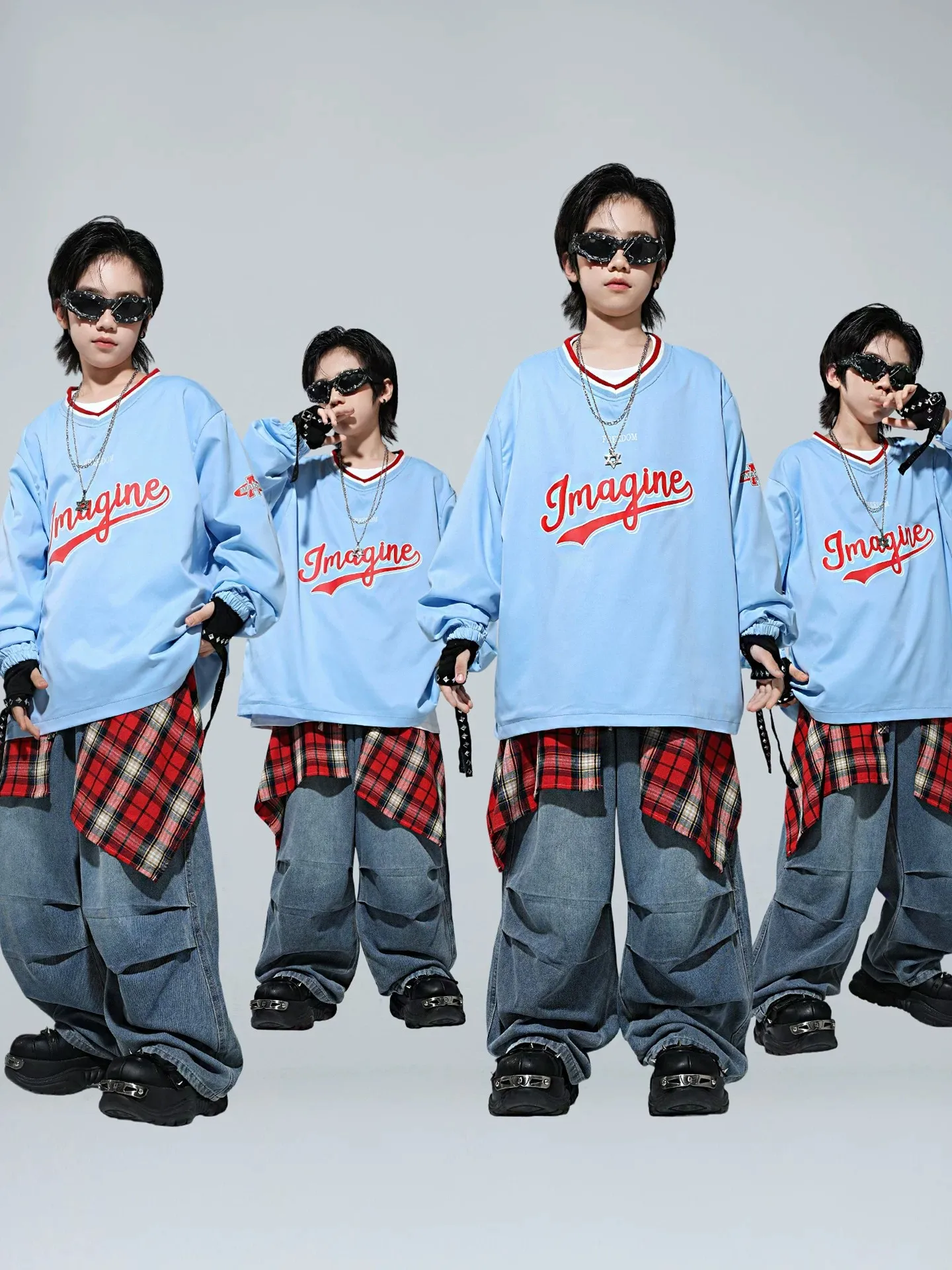 

Children's Street Dance Hip Hop Performance Costume Set Boys Girls Faionable Outfit Drum Solo Jazz Dance ow Apparel
