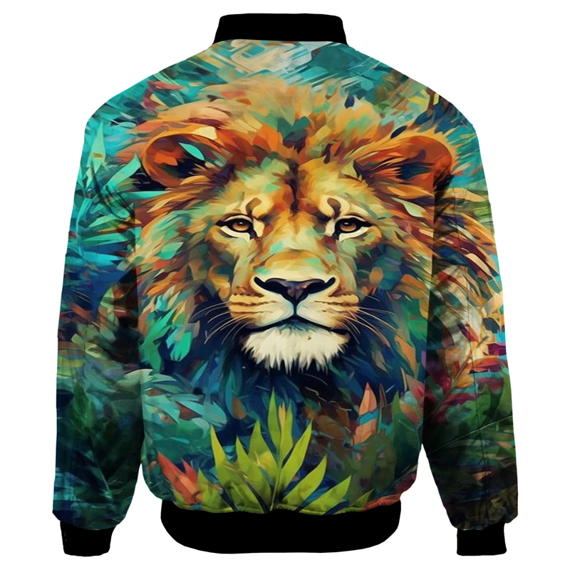 Lion Animel 3D Print Zip Up Jacket For Women Men Clothing Casual Long Sleeve Streetwear Comfortable Coats Washed Graphic Jacket