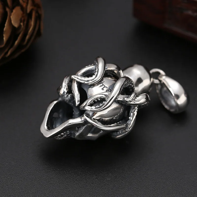 sterling silver jewelry creative pendant skull octopus silver pendant trendyy stylish thai silver pendant for men and women