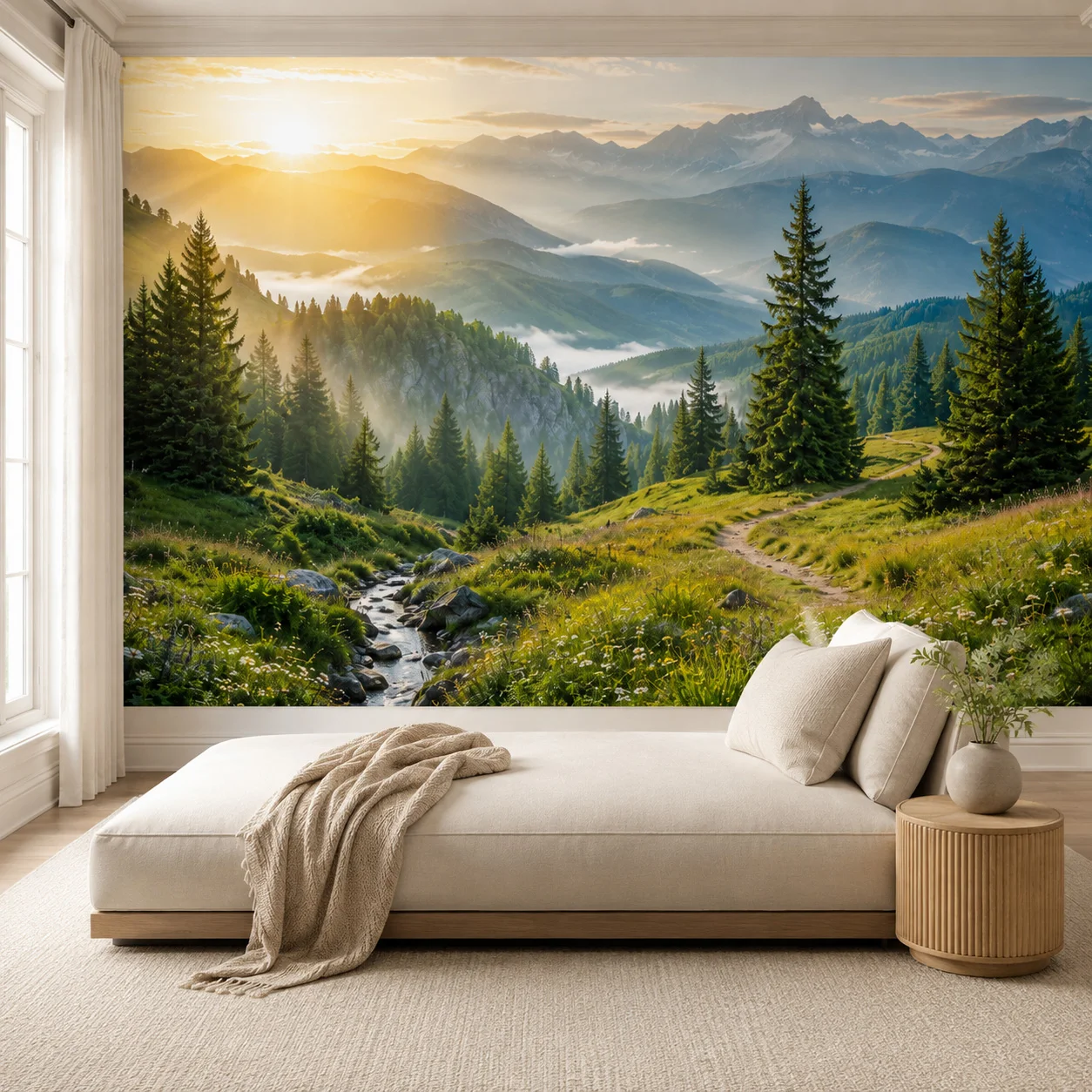 ورق جدران بمنظر غابة جبلية، لو - مراجعة Sunrise Home Textiles & Apparel وسعره