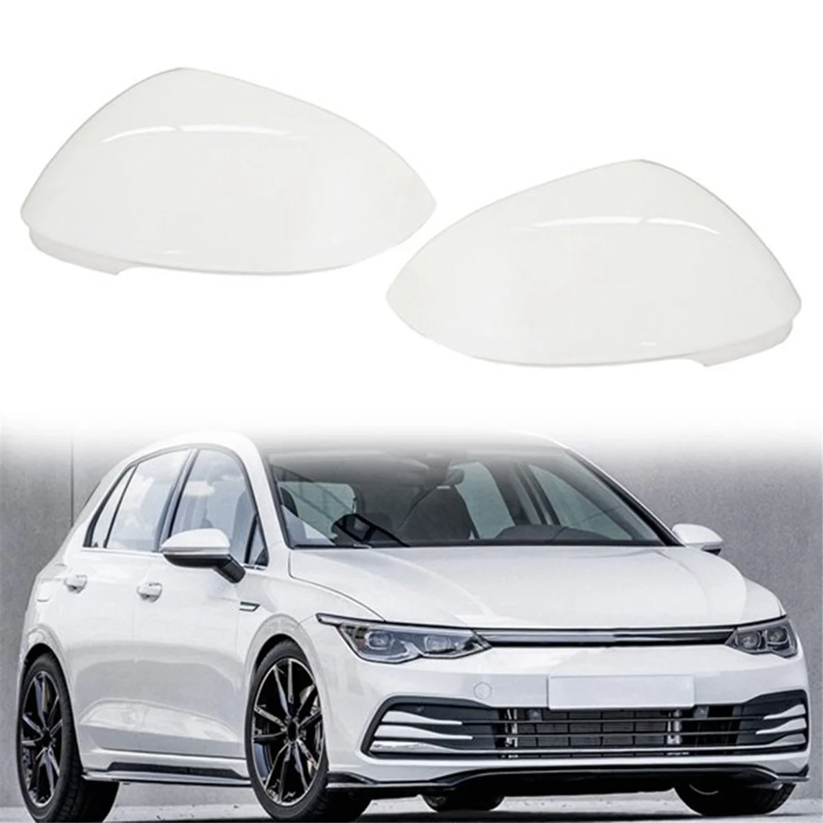 Tampa de espelho de vidro retrovisor branco lateral, guarnição espelho traseiro cobre Shell para VW Golf 8 MK8 2021 2022 direito, 5H0857538