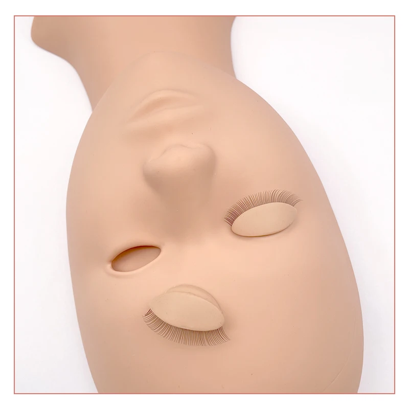 Eyelash Extension Training Practice Head Flat Soft Realistic Mannequin Model Head With Layered Lashes