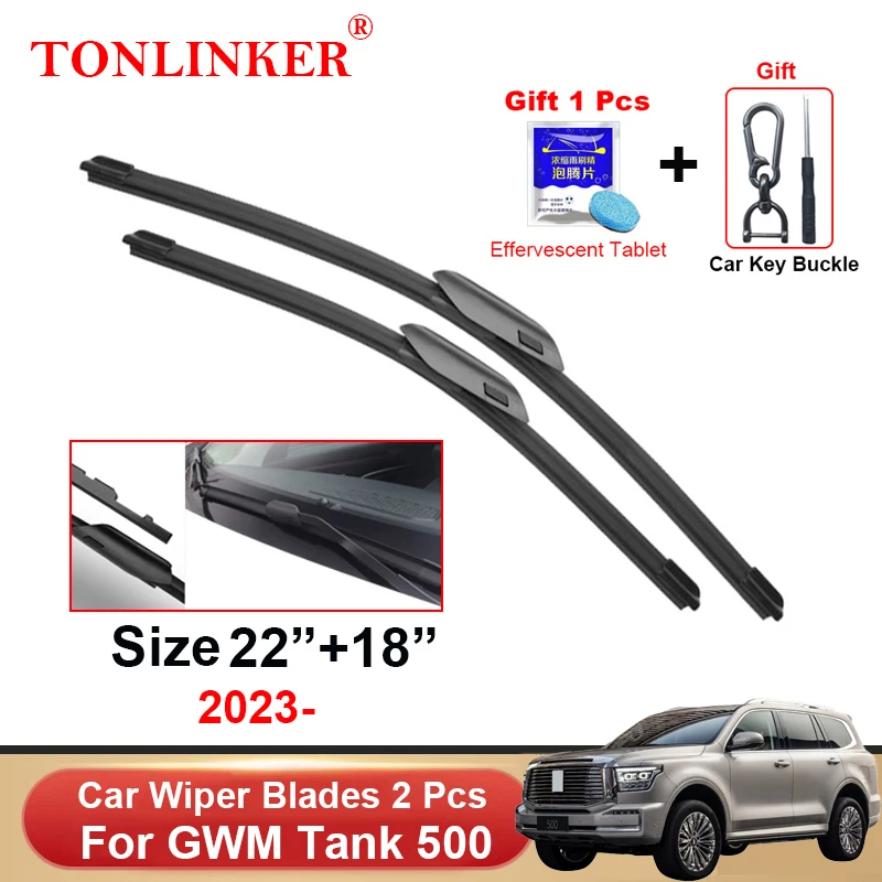 TONLINKER Wiper Blades For GWM TANK 500 SUV 2023 3.0T AT 4WD Car Accessories Front Windscreen Wiper Blade Brushes Cutter Goods