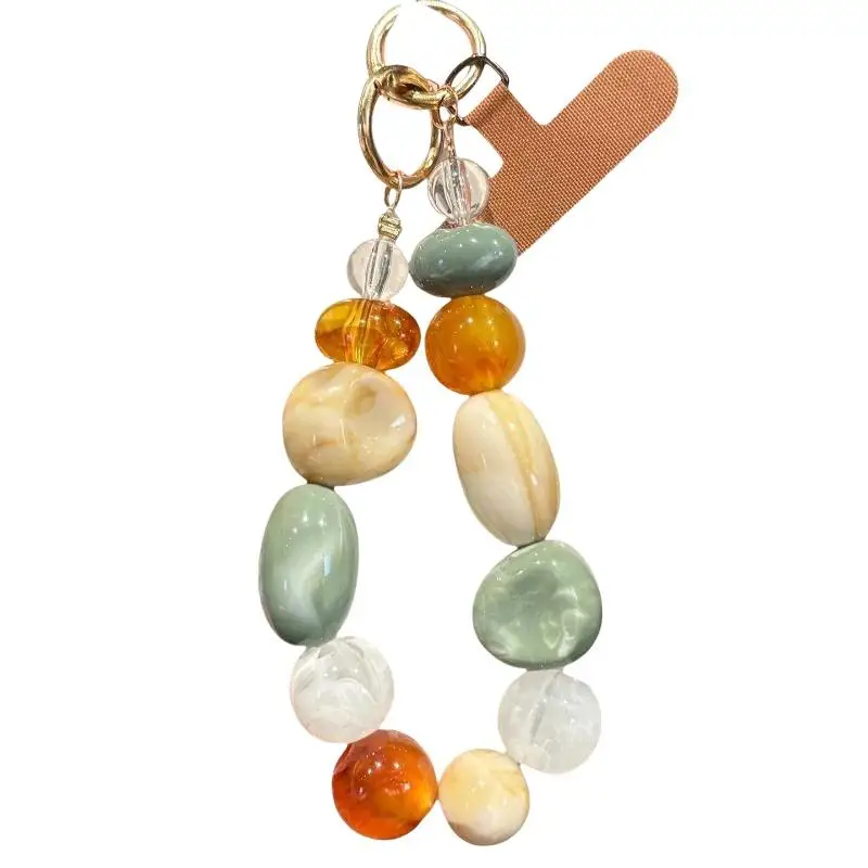 1 Stück Hängeanhänger, kleiner, frischer, mehrfarbiger, kariertes, unregelmäßiges Stein-Handy-Handgelenksband, Handy-Lanyard, kreativer Schlüsselanhänger – Detail 10