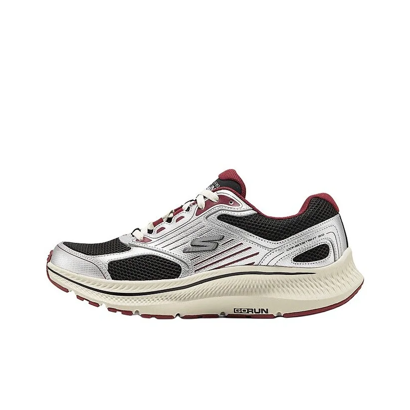 

Skechers MEN'S GO Cushioning Breathable Low top Running Shoes Men's Black Red 220884-BKRD