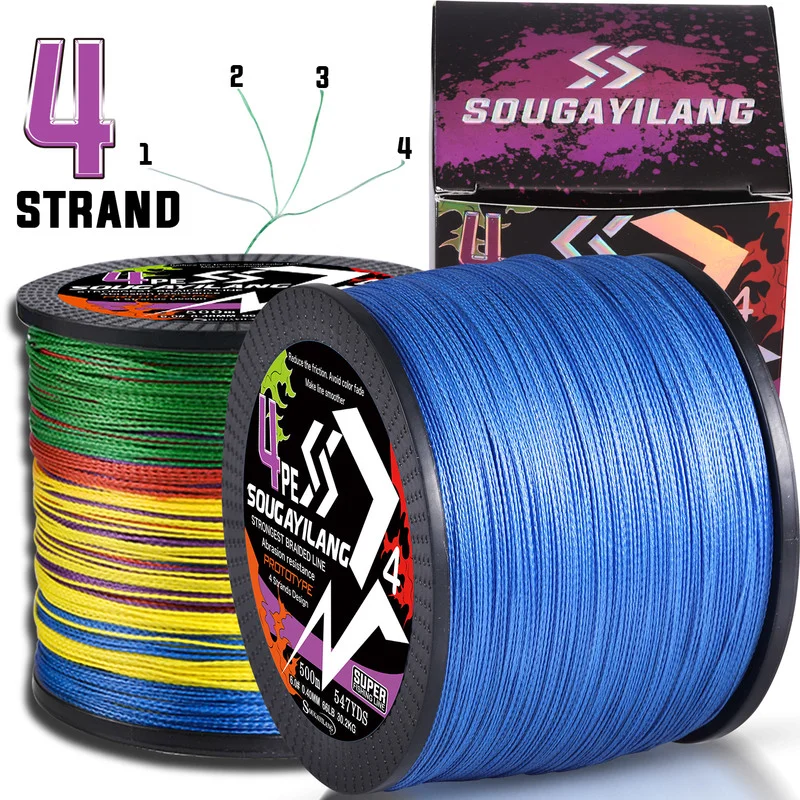 Sougayilang 100M 300M 500M 8 Strands Braided Line 18-88LB Multifilament PE Braided Fishing Line Super Strong for Salt Freshwater