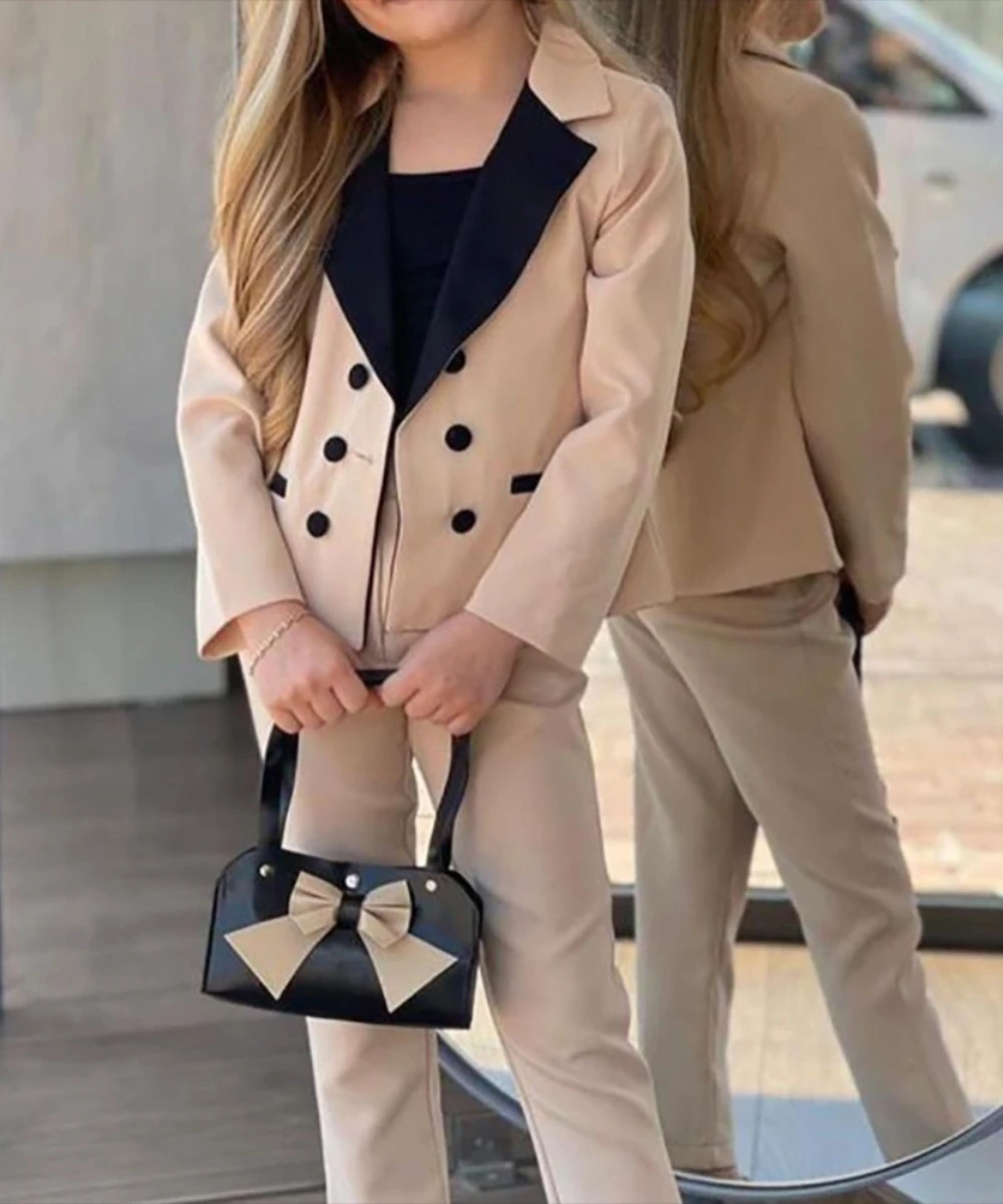 Girls Blazer Suits Spring Autumn New Fashion Kids Jackets+Pants  Loose Formal Teenage Casual Outfits