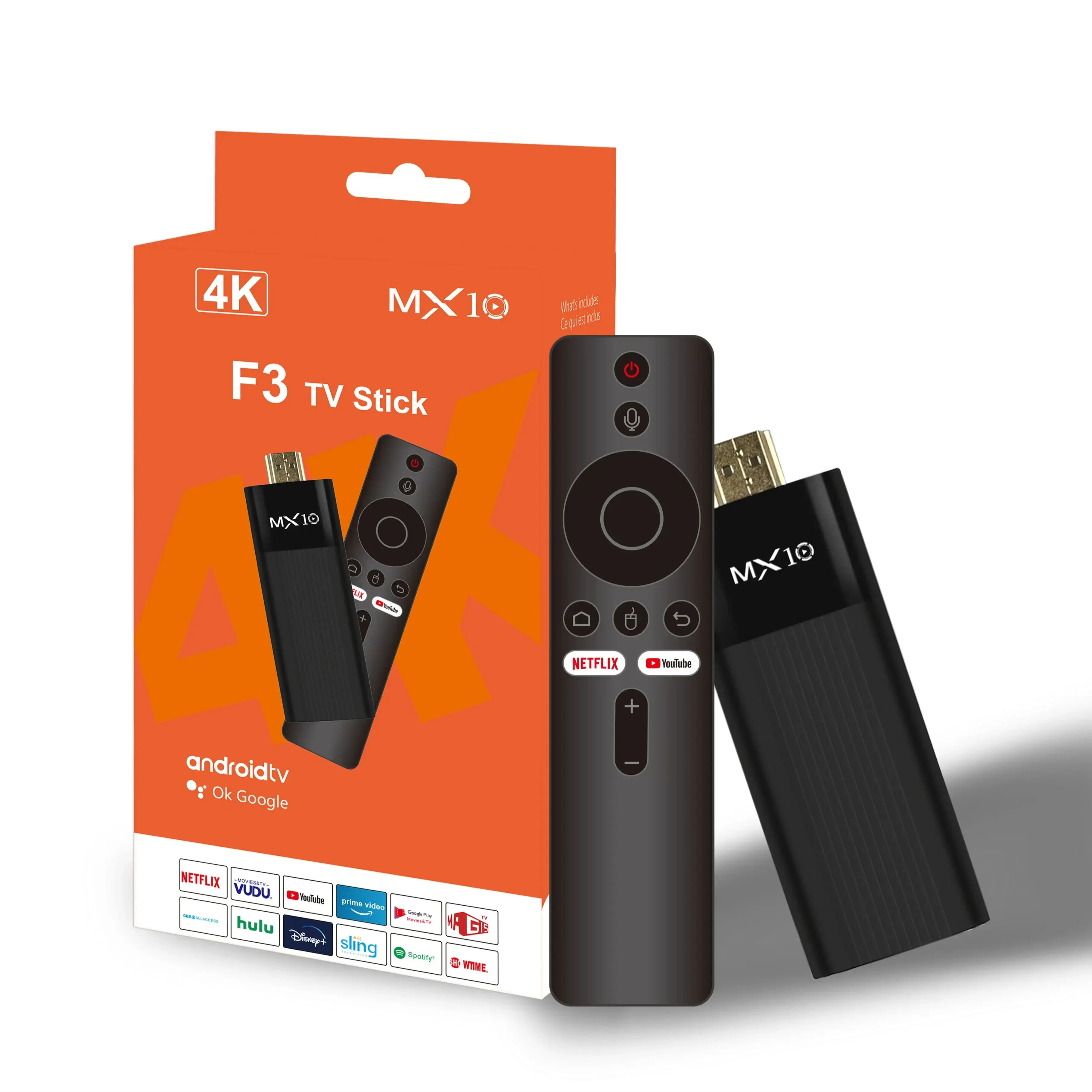 MX10 F3 Android 13 TV Stick HDR Set Top OS 4K 1080P H313 ATV Smart TV Sticks For Google YouTube Smart Media Player