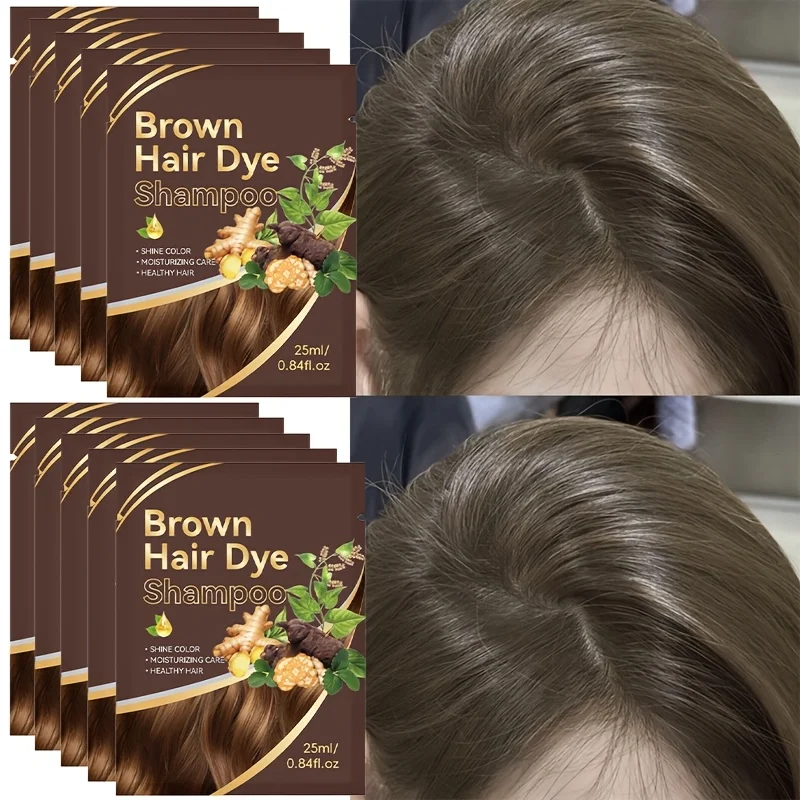 Bag of 3-in-1 Instant Hair Color Shampoo, DIY Hair Color Herbal Color Treatment, 25ml Hair Color Sachet
