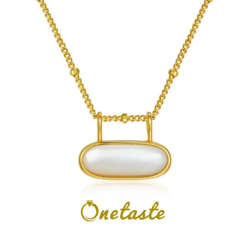 

925 Sterling Silver 18K Gold Plated White Shell Handbag Pendant Necklace For Women Clearance Limited Stock First Come First Get