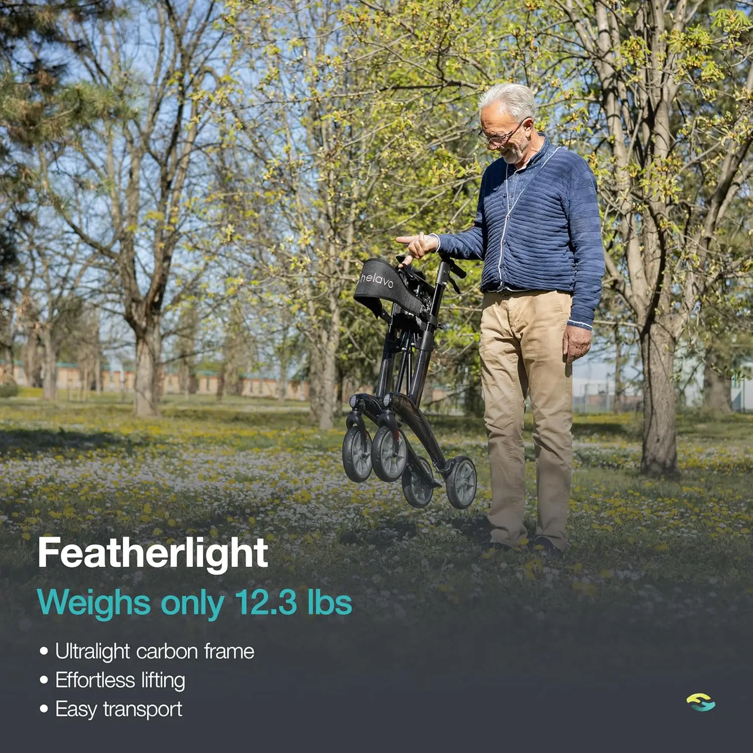 Carbon Ultralight Rollator Walker, 4-Rad-Gehhilfe mit Sitz und Bremsen, 300 Pfund Kapazität,